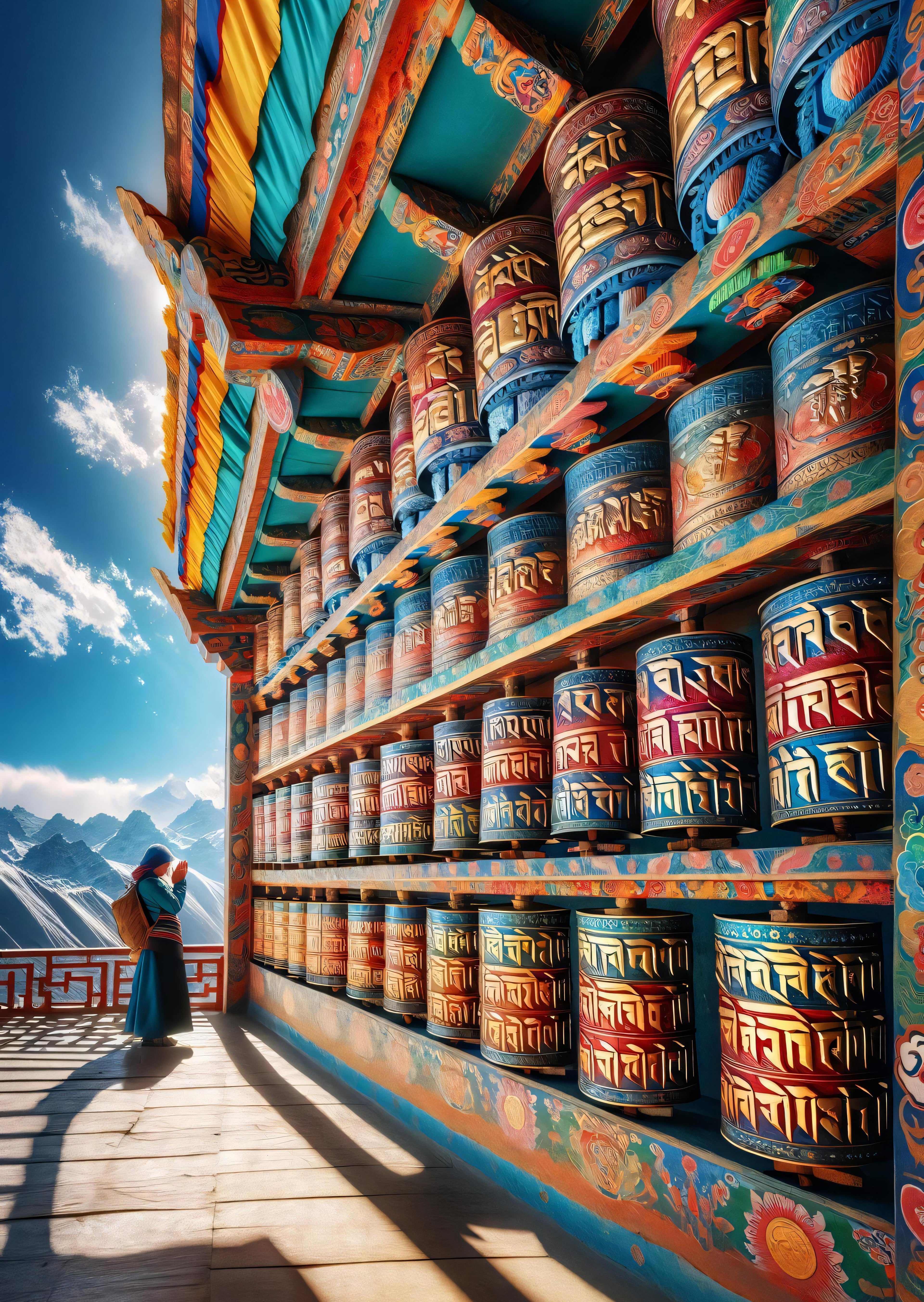 Whispers of the Wind Prayer Wheels Path