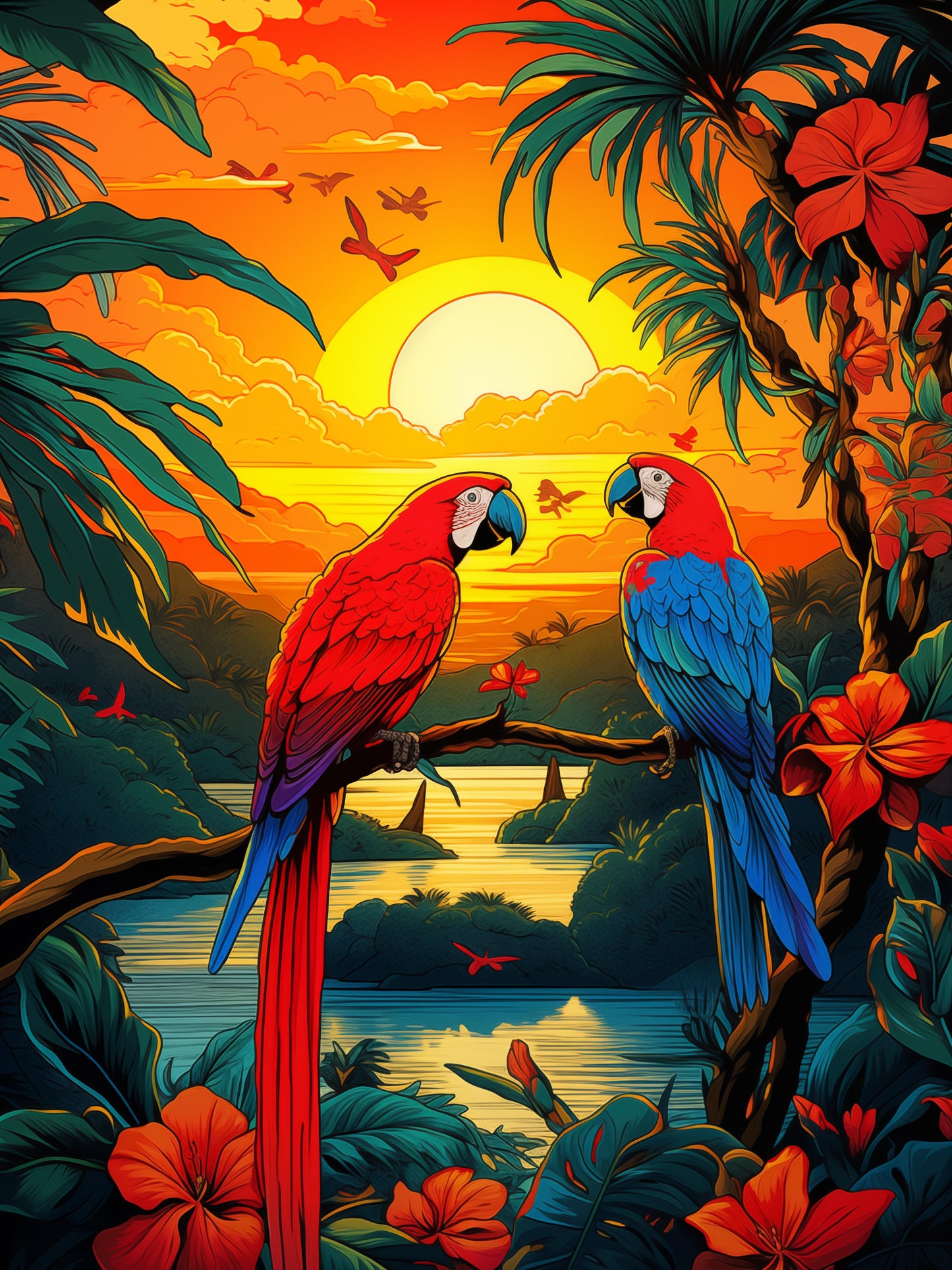 Tropical Sunset Parrots