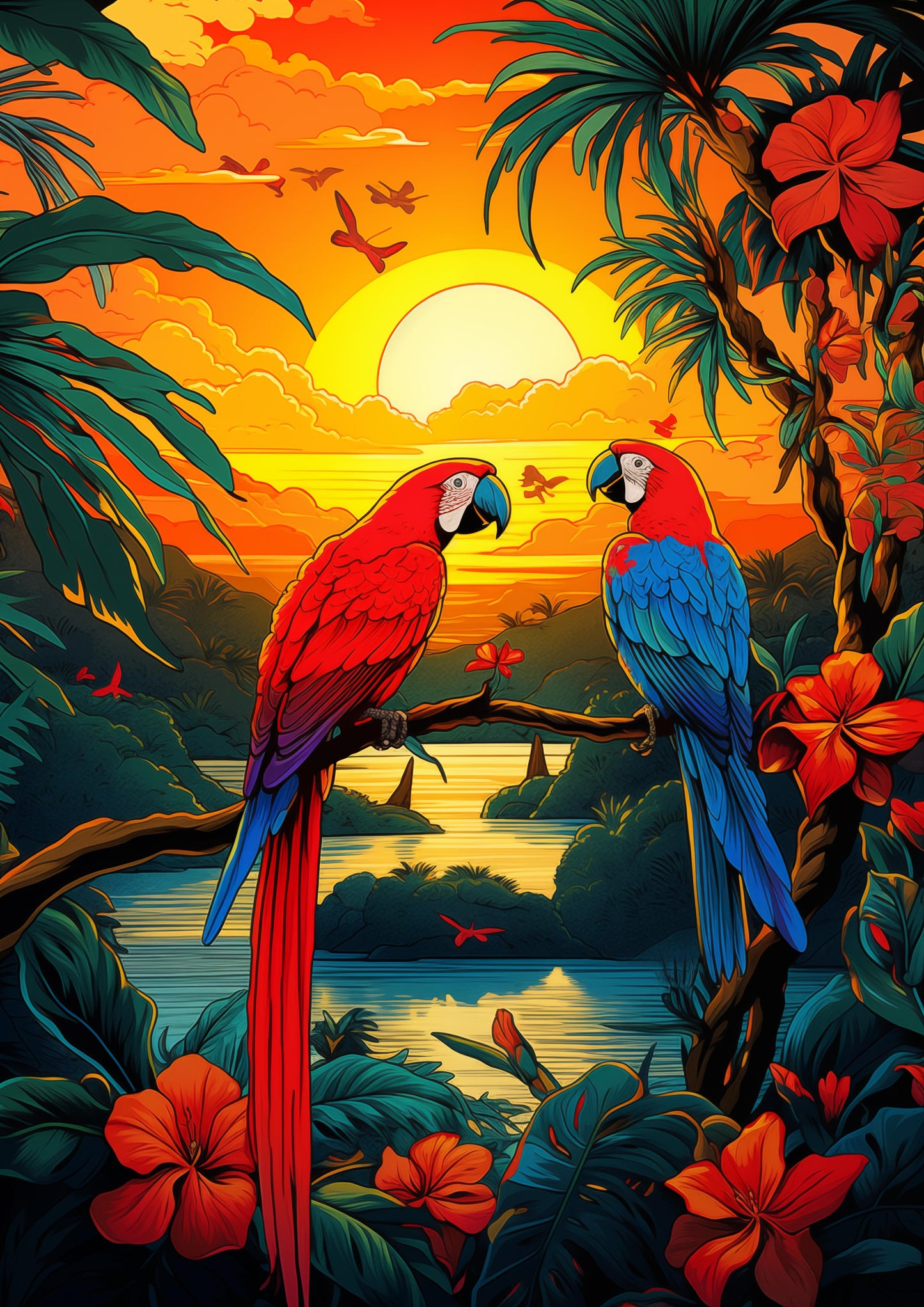 Tropical Sunset Parrots